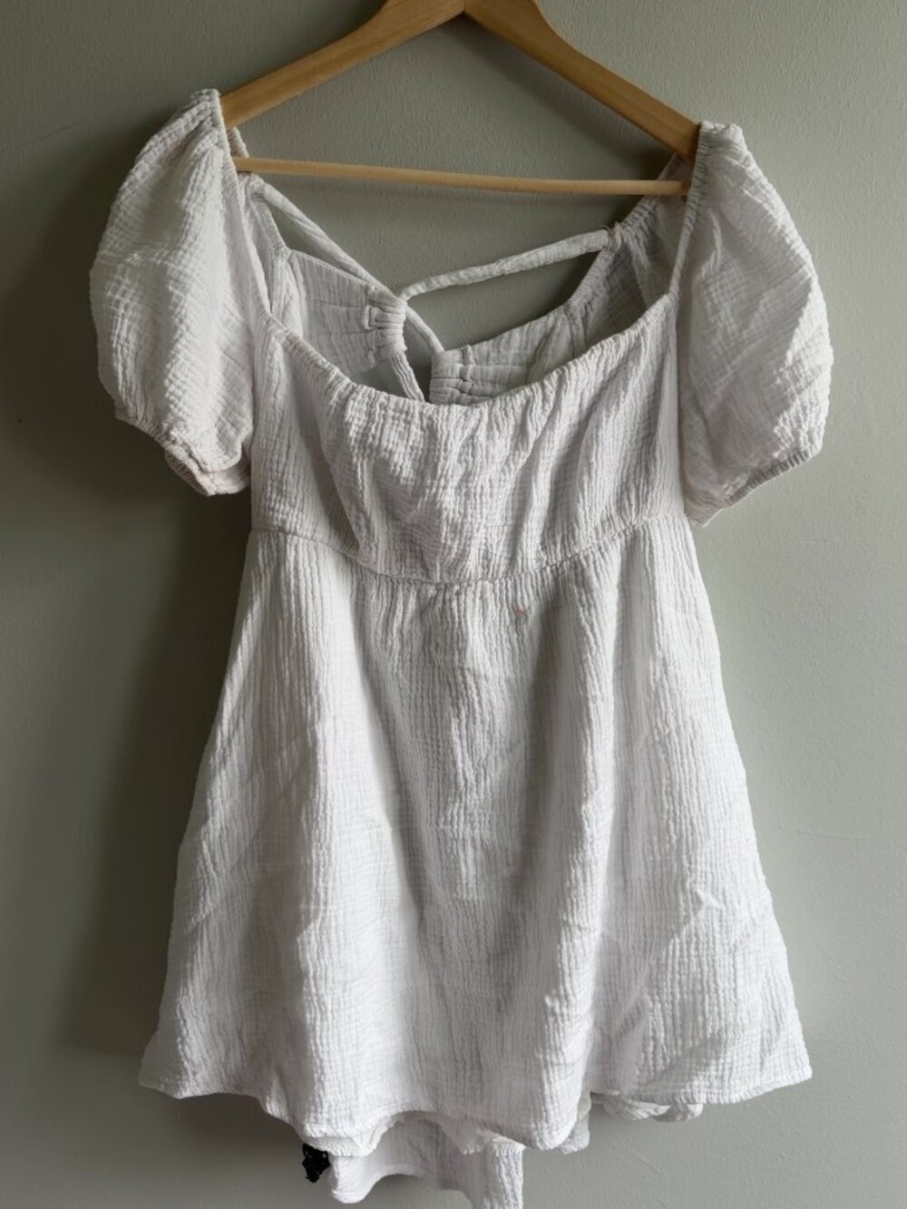 Princess Polly White Cotton Gauze Puff Sleeve Mini Dress Size US 14 Fairy Womens